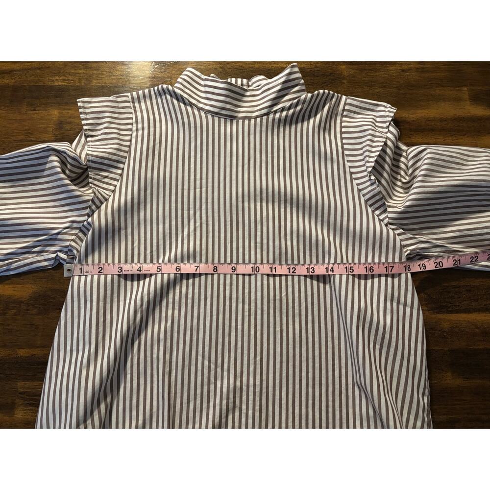 Everlane Women's 6 Shirt Mock Neck Wing Shoulder Blouse 100% Cotton Stripe - Picture 8 of 10